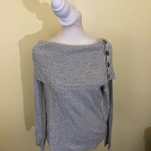 Croft & Barrow Gray Off-the-Shoulder Sweater Knit Casual